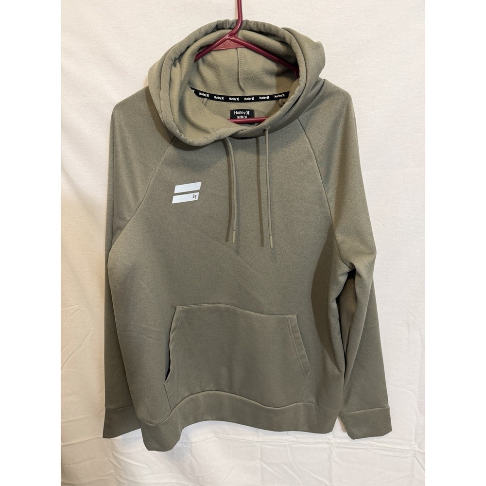 Men's Hurley Exist Fleece Pullover Hoodie Size M Surf Skate Taupe Military Green